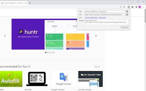 Download URL এক্সটেনশন ডাউনলোড করুন – বর্তমান পৃষ্ঠার URL সেভ করুন - Screenshot 2